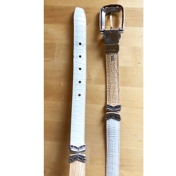 Brighton 2 tone Buckle Belt White Nude Convertible - Picture 3 of 4